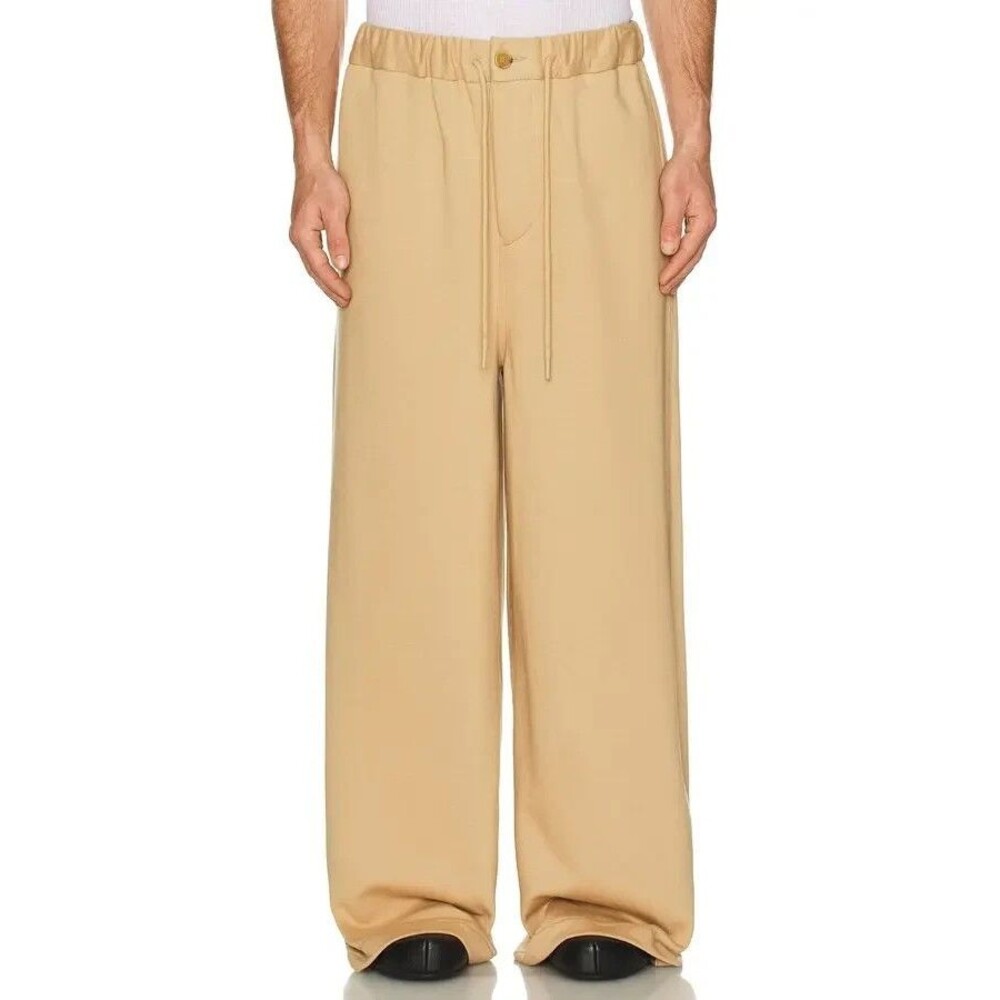 Marni Sweatpants Mens Size 46 Tan Wide Leg Drawstring Button Fly Trouser $835